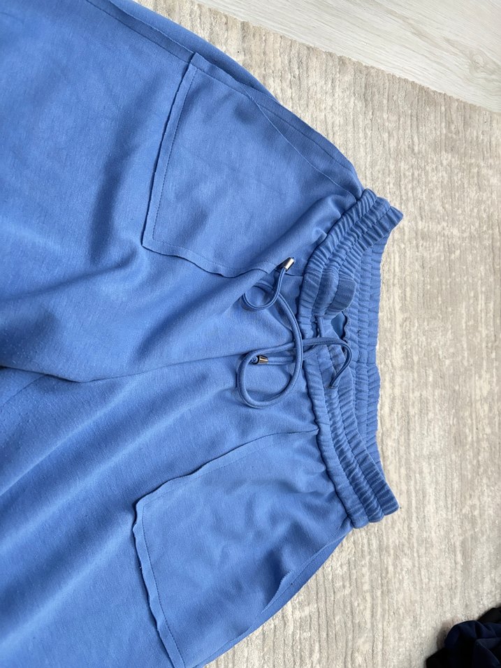 Wide Leg mavi renk kadın eşofman - Görsel 3