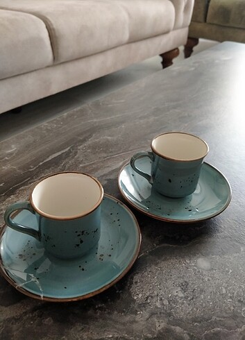 TULU Mavi desenli ikili kahve fincanı takımı 