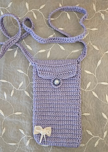 El İşi Lila Örgü Telefon Çantaları - Görsel 3