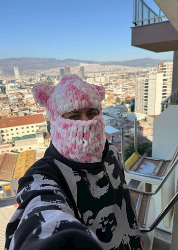 Pembe Örgü Erkek-Kadın Yün Bere - Görsel 2