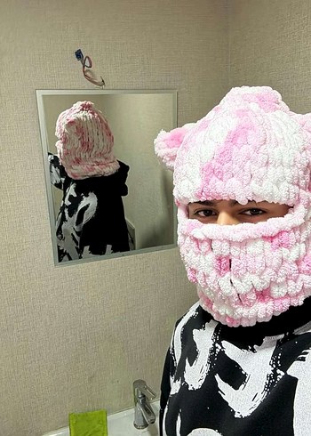 Pembe Örgü Erkek-Kadın Yün Bere - Görsel 4