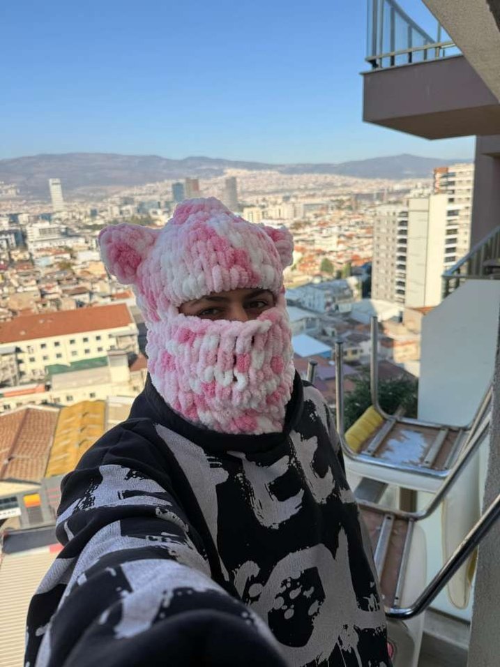 Pembe Örgü Erkek-Kadın Yün Bere - Görsel 2