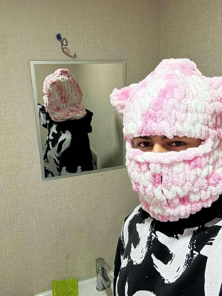 Pembe Örgü Erkek-Kadın Yün Bere - Görsel 4