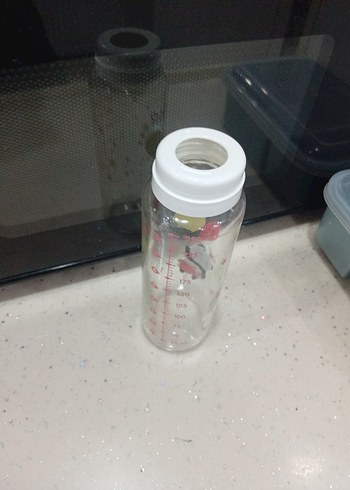 Renkli Baskılı Bebek Biberonu Beyaz Kapaklı - Görsel 3