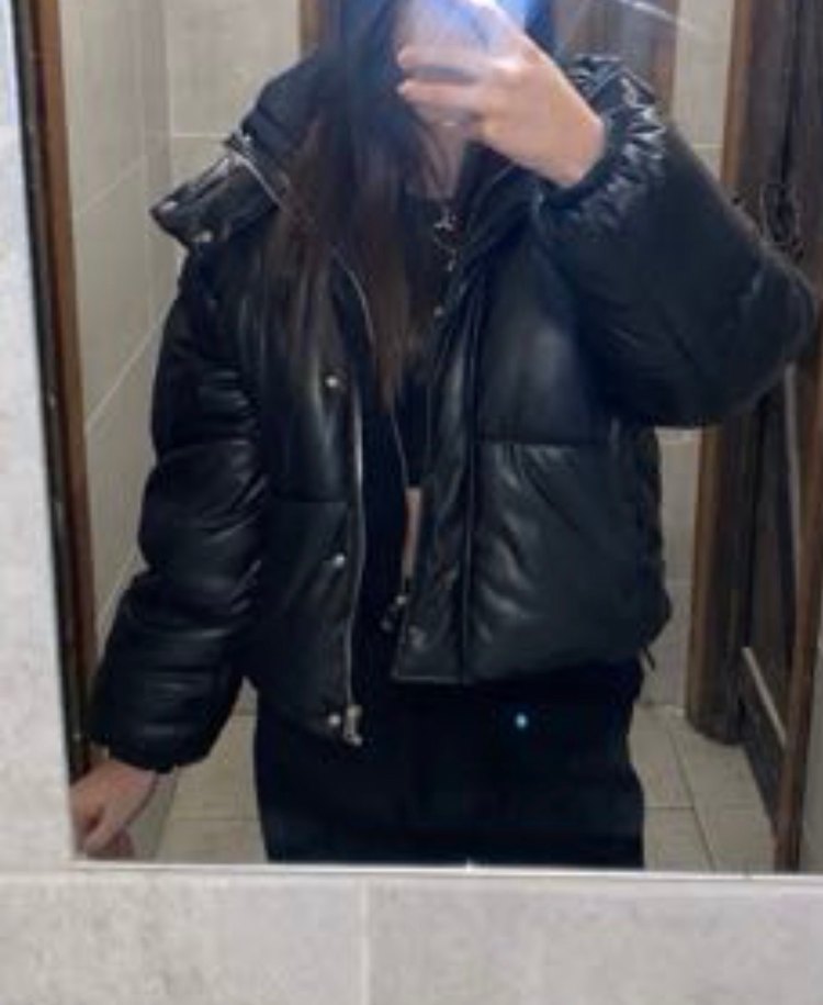 Kadın Siyah Deri Ceket - Görsel 3