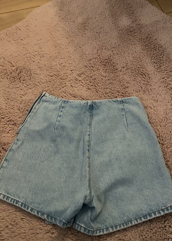 Düğmeli Mavi Kısa Kadın Denim Şort - Görsel 2