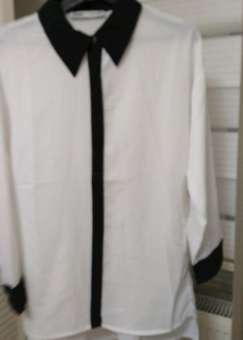 Gri Detaylı Beyaz Kadın Gömlek - Görsel 6