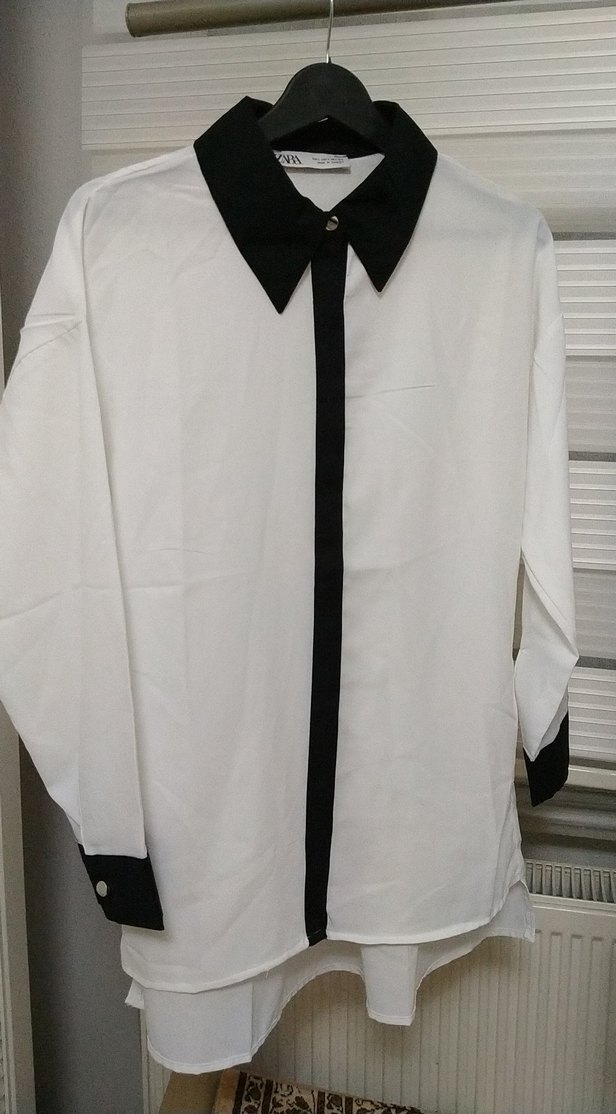 Gri Detaylı Beyaz Kadın Gömlek - Görsel 5