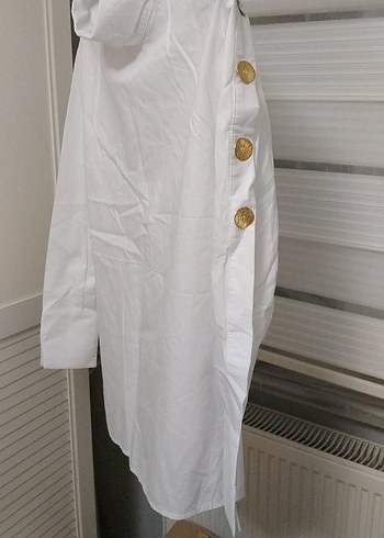 Kadın Beyaz Keten Uzun Kollu Gömlek - Görsel 6