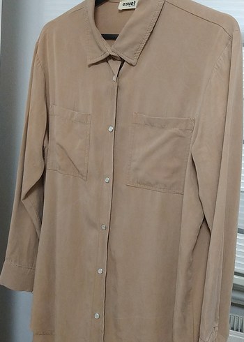 Bej Süet Düğmeli Uzun Kollu Gömlek - Görsel 4