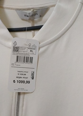 Beyaz Pamuklu Midi Kadın Fermuarlı Ceket - Görsel 4