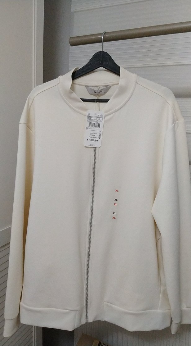 Beyaz Pamuklu Midi Kadın Fermuarlı Ceket - Görsel 5