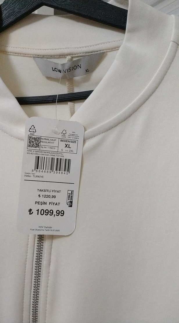 Beyaz Pamuklu Midi Kadın Fermuarlı Ceket - Görsel 4