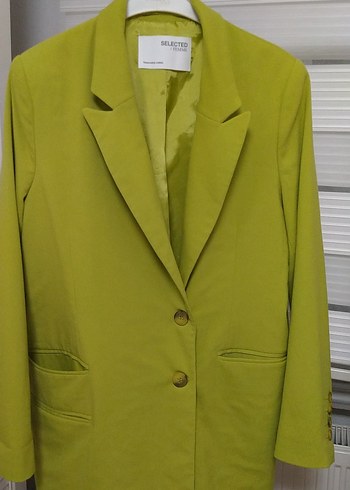 Sarı Düğmeli Kadın Blazer Ceket - Görsel 3