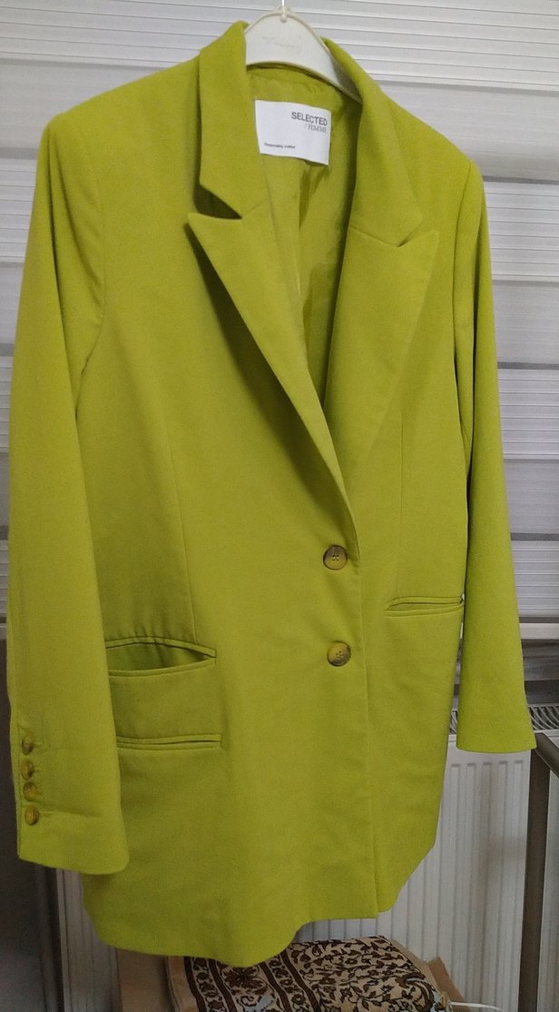 Sarı Düğmeli Kadın Blazer Ceket - Görsel 2