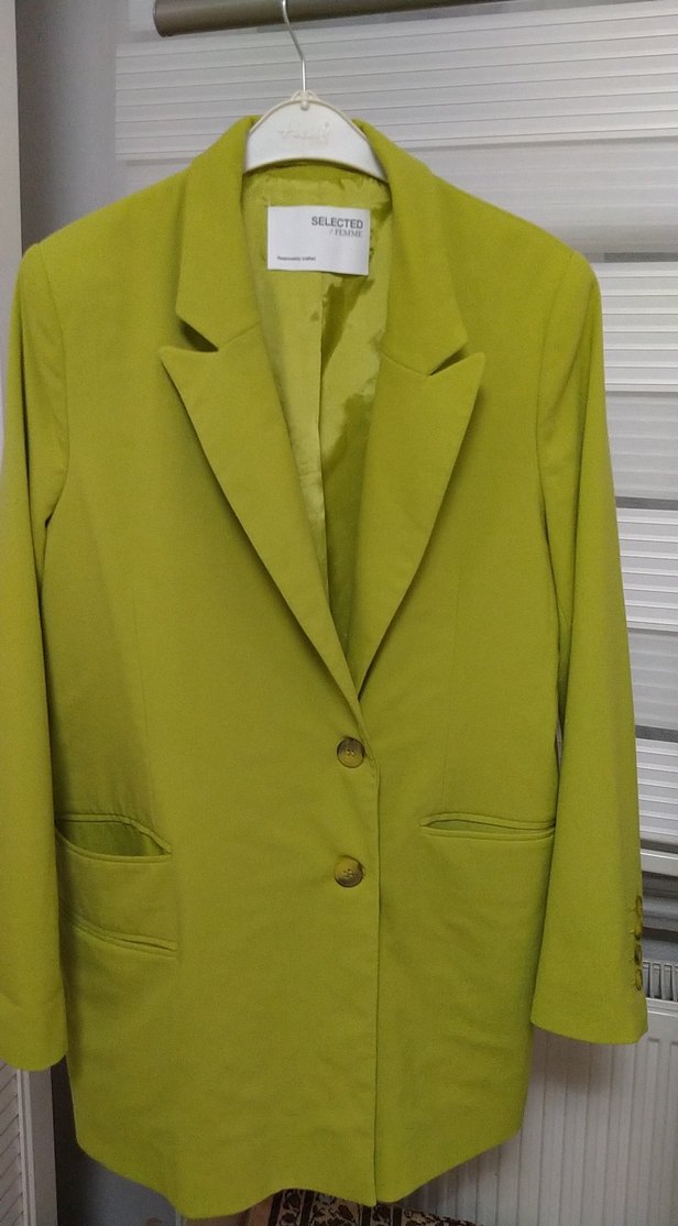 Sarı Düğmeli Kadın Blazer Ceket - Görsel 3