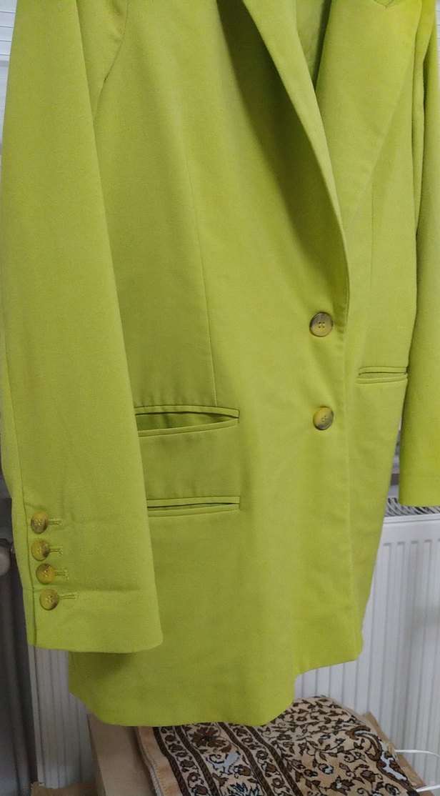 Sarı Düğmeli Kadın Blazer Ceket - Görsel 4