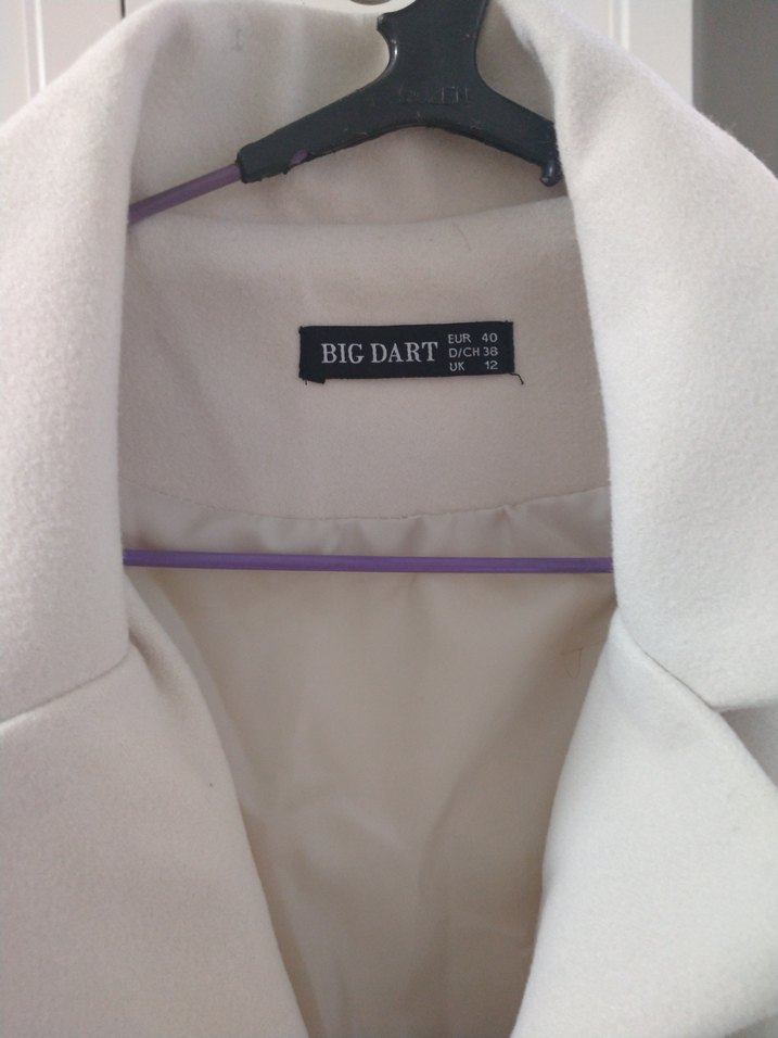 Beyaz Midi Boy Notched Yaka Hamile Kabanı - Görsel 4