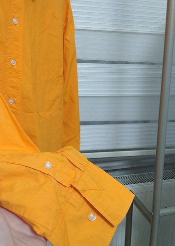 Sarı Kadın Düğmeli Keten Gömlek - Görsel 3