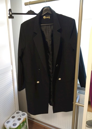 Siyah Kadın Uzun Blazer Ceket - Görsel 6