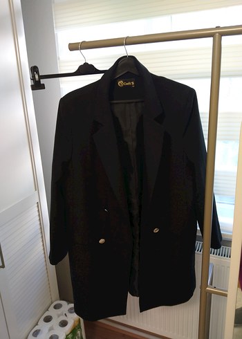 Siyah Kadın Uzun Blazer Ceket - Görsel 3