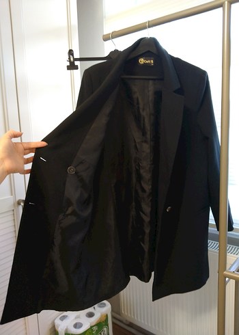 Siyah Kadın Uzun Blazer Ceket - Görsel 4