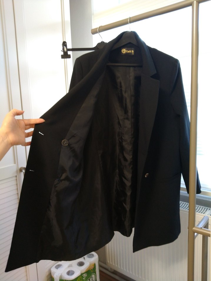 Siyah Kadın Uzun Blazer Ceket - Görsel 4