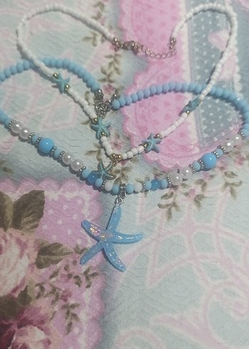 Turkuaz Boncuklu Bohem Kısa Kolye - Görsel 2