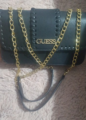 Siyah Zincir Detaylı GUESS Deri Çanta - Görsel 3