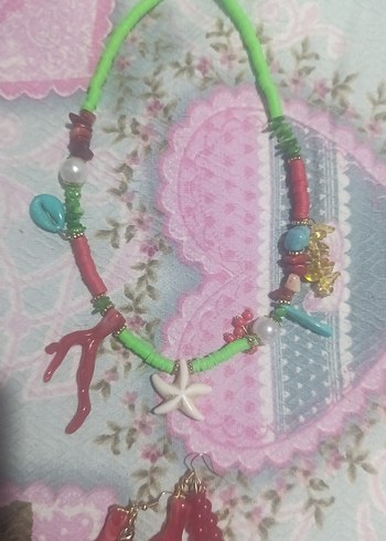 Renkli Boncuklu Bohem Uzun Kolye ve Küpe Seti - Görsel 3