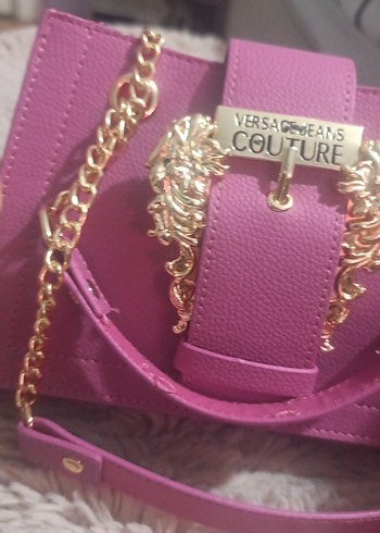 Versace Jeans Couture Pembe Deri Kadın Çanta - Görsel 4