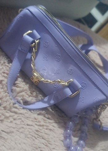 Mor Zincir Detaylı Deri Kadın Çanta - Görsel 2