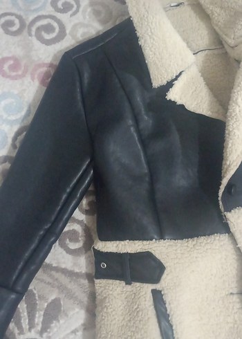 Kürklü Beyaz Midi Deri Kadın Ceket - Görsel 2