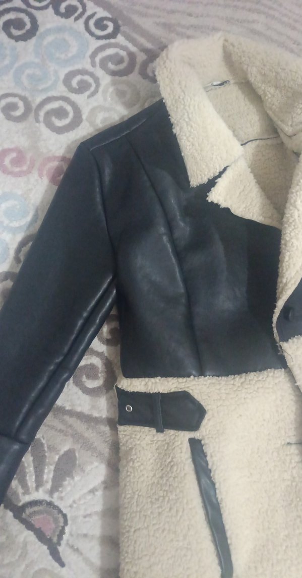 Kürklü Beyaz Midi Deri Kadın Ceket - Görsel 2