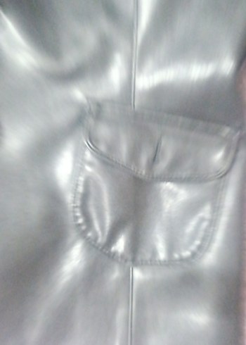 Düğmeli Gri Deri Kadın Ceket - Görsel 4