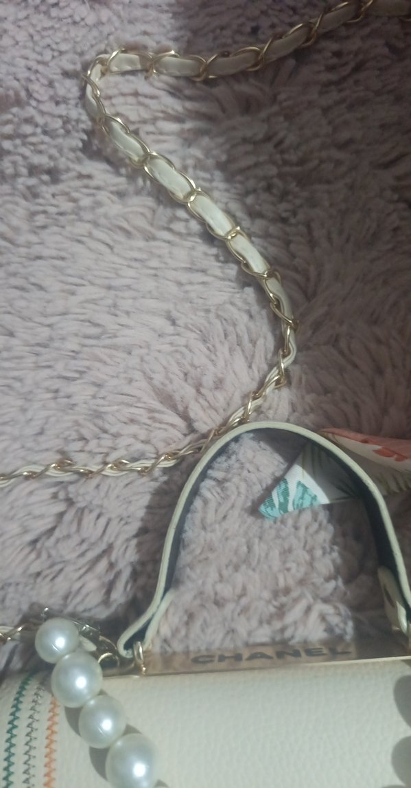 İnci Detaylı Zincir Askılı Beyaz Nakışlı Çanta - Görsel 2