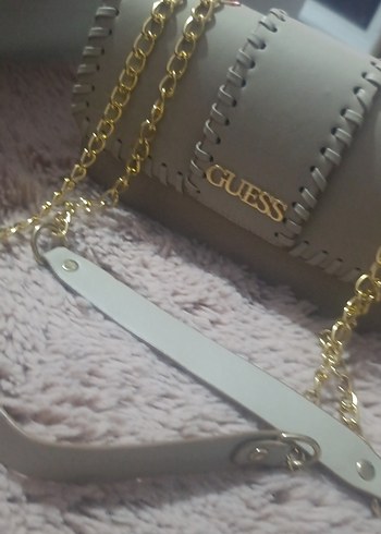 Beyaz Deri Zincir Detaylı Kadın Çanta - Görsel 4