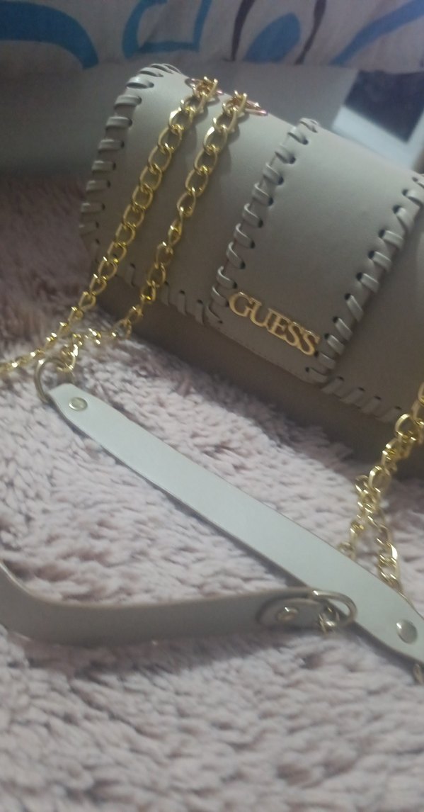 Beyaz Deri Zincir Detaylı Kadın Çanta - Görsel 4