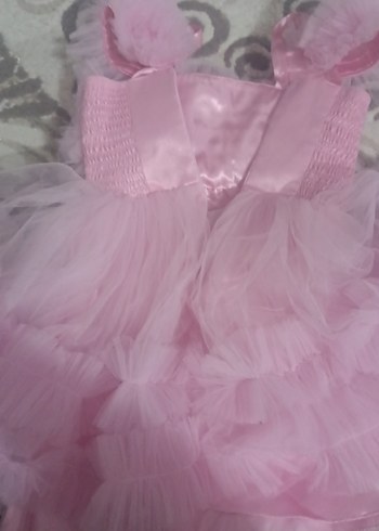 Pembe Renkli Kız Çocuk Fırfırlı Elbise - Görsel 5