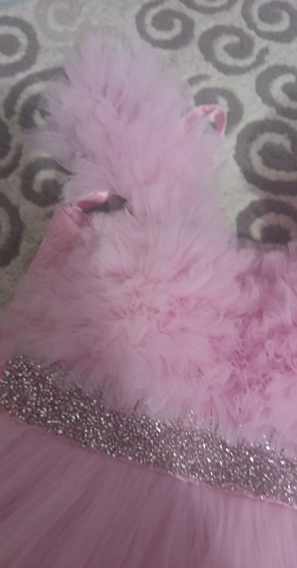 Pembe Renkli Kız Çocuk Fırfırlı Elbise - Görsel 2