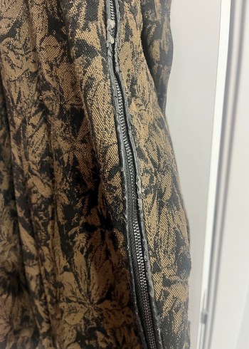 Düğmeli Vintage Desenli Uzun Kahverengi Kaban - Görsel 2