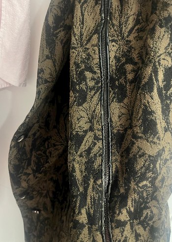 Düğmeli Vintage Desenli Uzun Kahverengi Kaban - Görsel 4