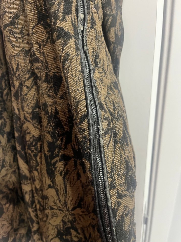 Düğmeli Vintage Desenli Uzun Kahverengi Kaban - Görsel 2