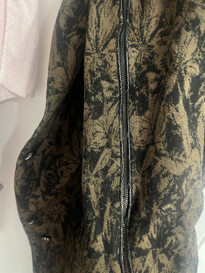 Düğmeli Vintage Desenli Uzun Kahverengi Kaban - Görsel 4