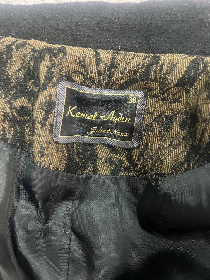 Düğmeli Vintage Desenli Uzun Kahverengi Kaban - Görsel 5