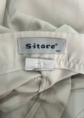 Düğmeli Bej Kadın Kumaş Pantolon - Görsel 4