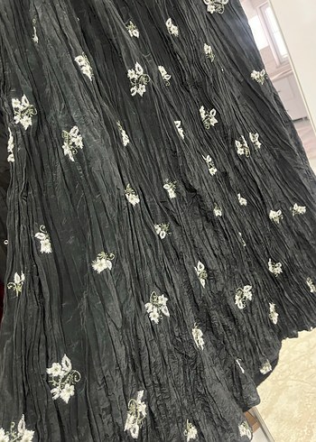 Nakışlı Siyah Uzun Bohem Etek - Görsel 5