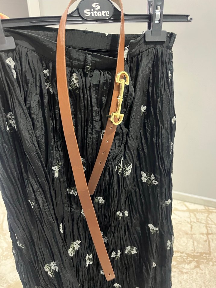 Nakışlı Siyah Uzun Bohem Etek - Görsel 2