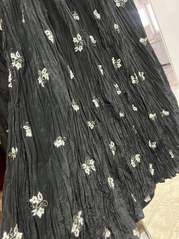 Nakışlı Siyah Uzun Bohem Etek - Görsel 5