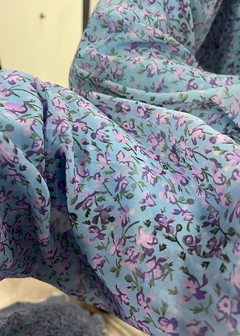 Bohem Mavi Uzun Kollu Fırfırlı Elbise - Görsel 3